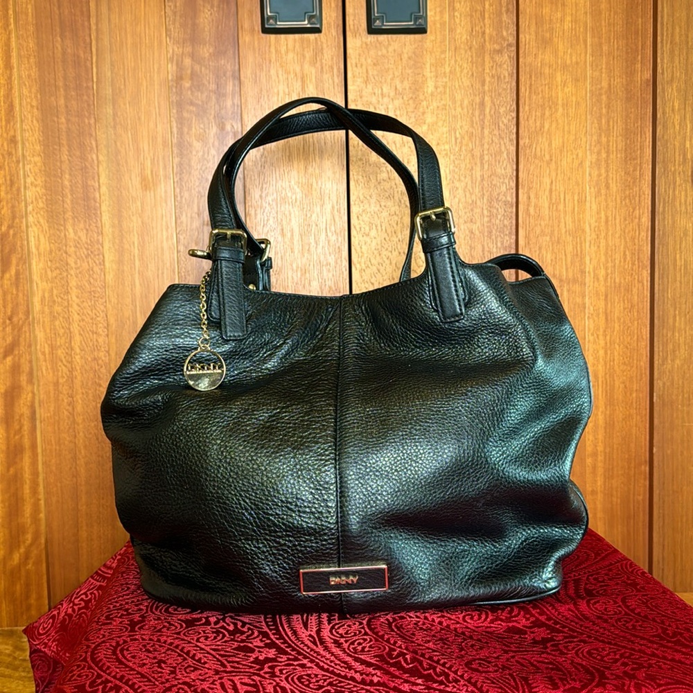 DKNY Black Leather Tote Bag